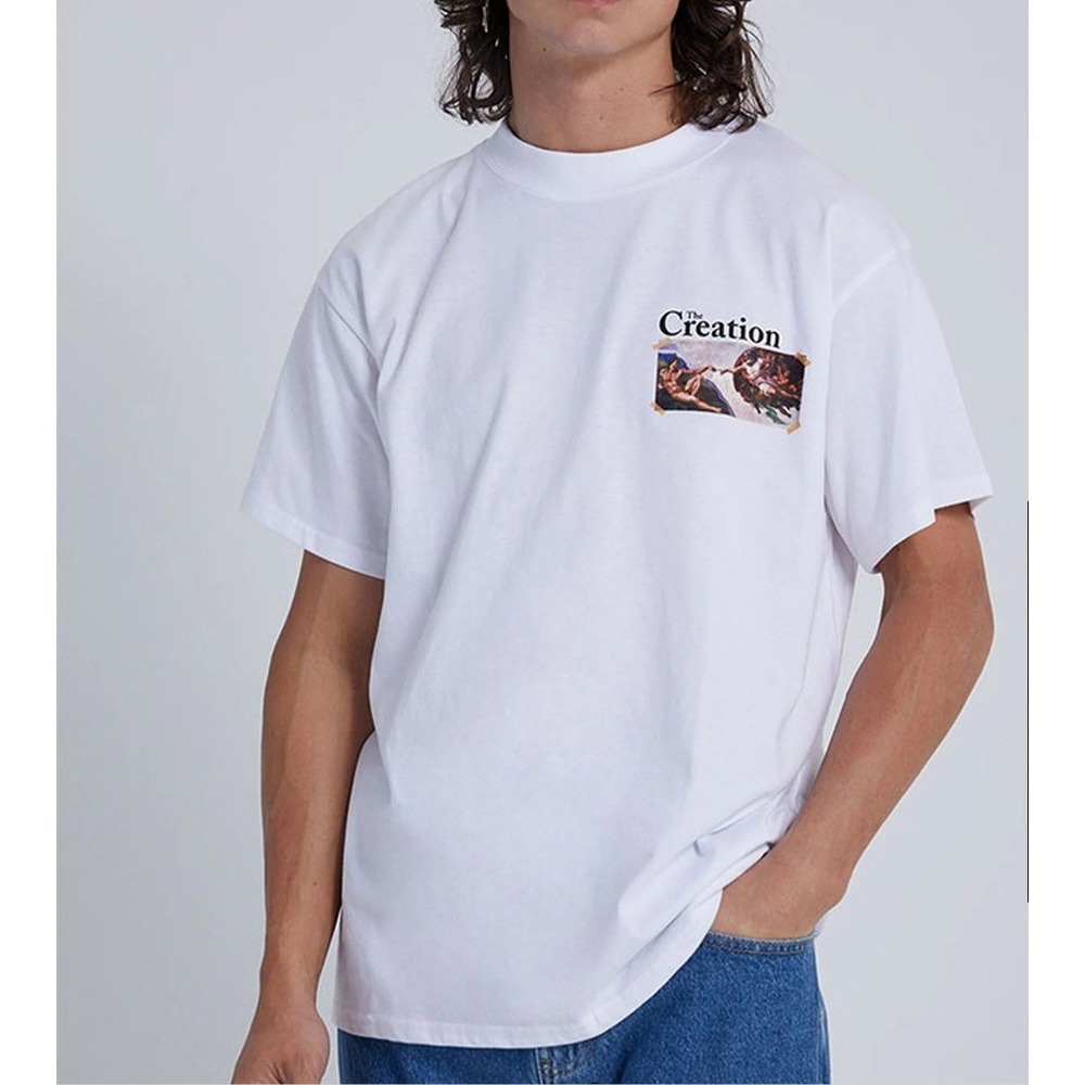 PacSun The Creation of Adam Graphic T-Shirt White Mens Medium Streetwear Art Tee